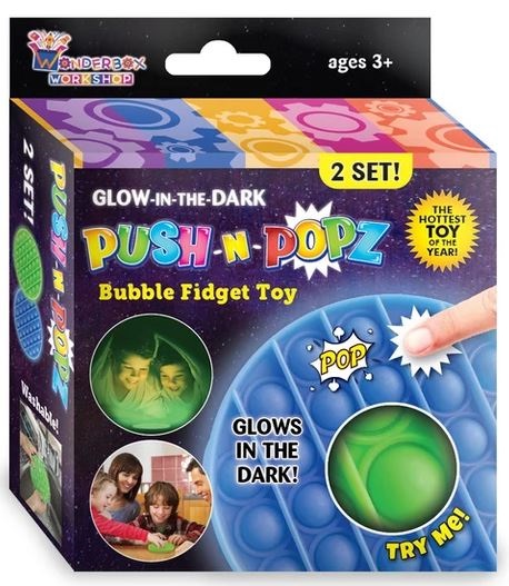 Glow-in-the-Dark Push-N-Popz Bubble Fidget Toy (Wonderbox Workshop