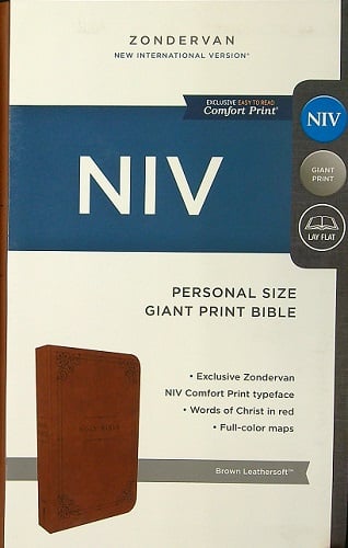 278   ＊ミニ木製洋書 NIV, Personal Size Giant Print Bible (Brown Leathersoft) by