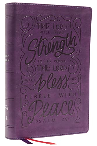 NKJV, Giant Print Center-Column Reference Bible, Verse Art Cover Collection (Thumb Indexed, #2933PUP - Purple Leathersoft)